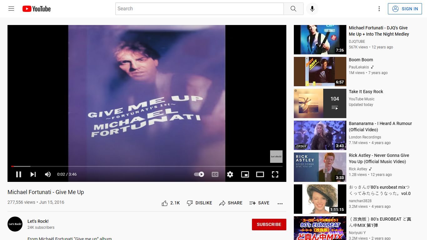 Michael Fortunati - Give Me Up - YouTube